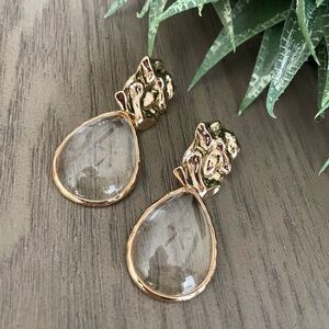 Gold and Clear Teardrop Earrings